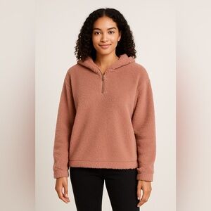 SHEIN Solid Drop Shoulder Fuzzy Soft Hoodie